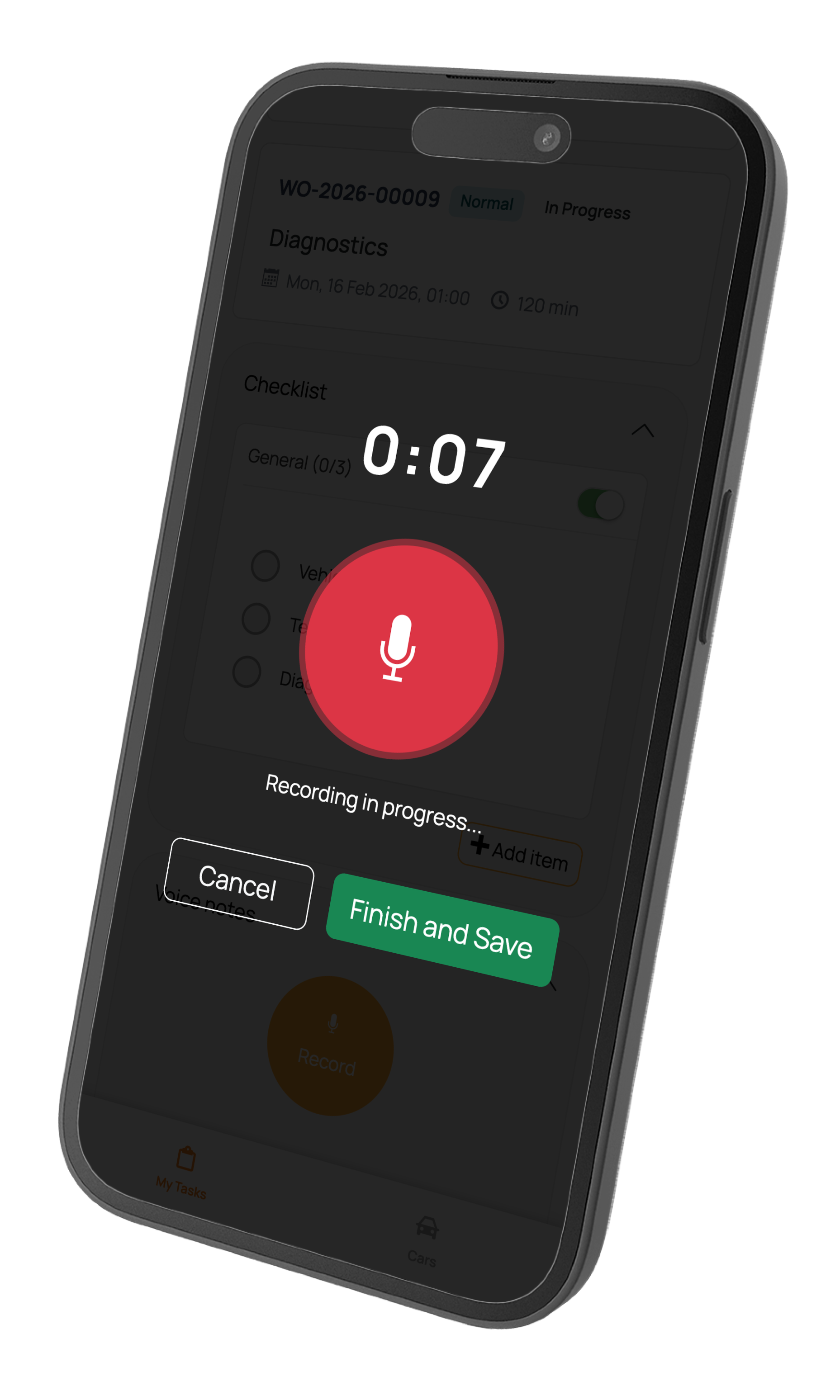 SCREENSHOT: Voice notes for mechanics