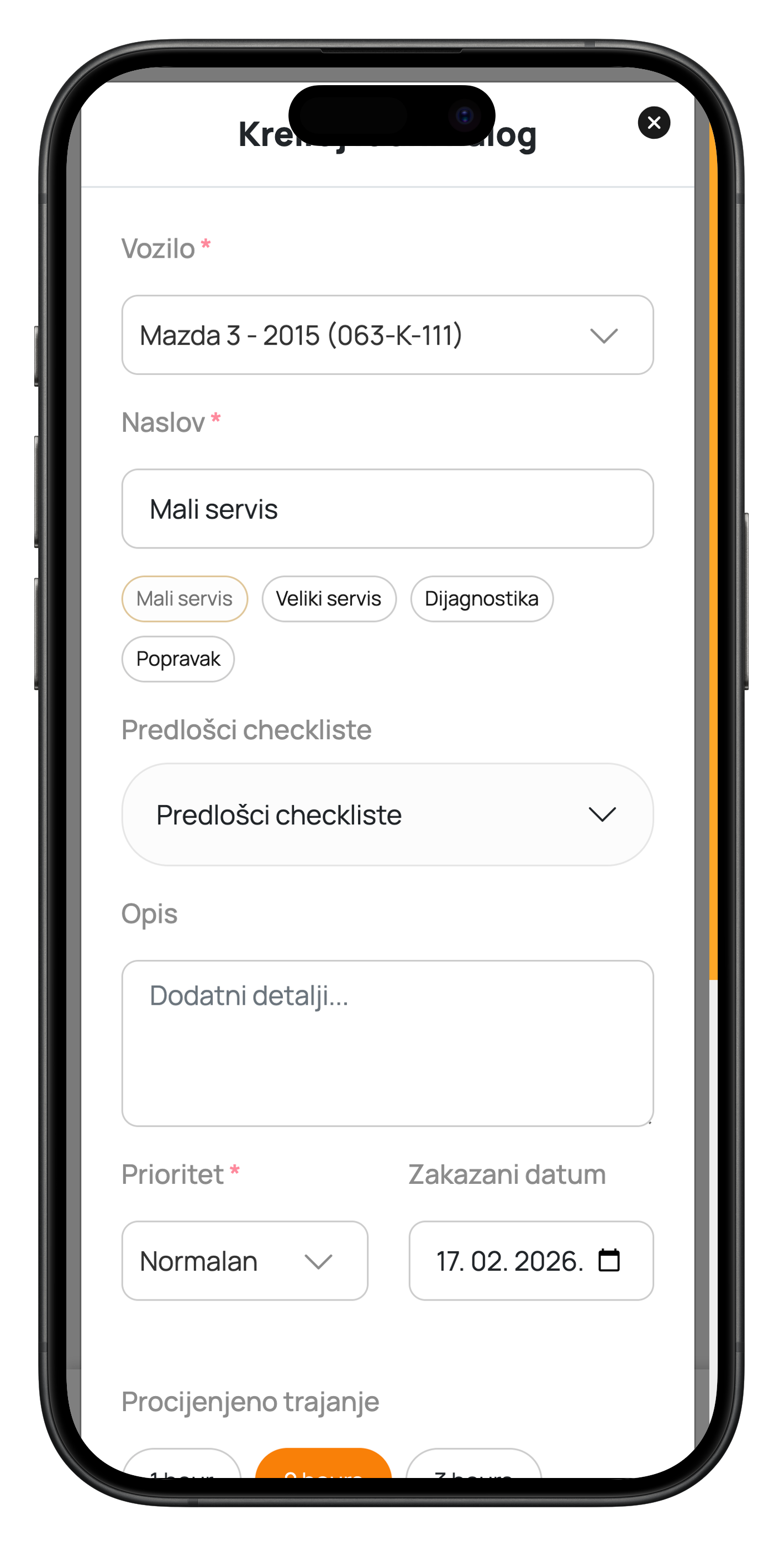 SCREENSHOT: Lista radnih naloga