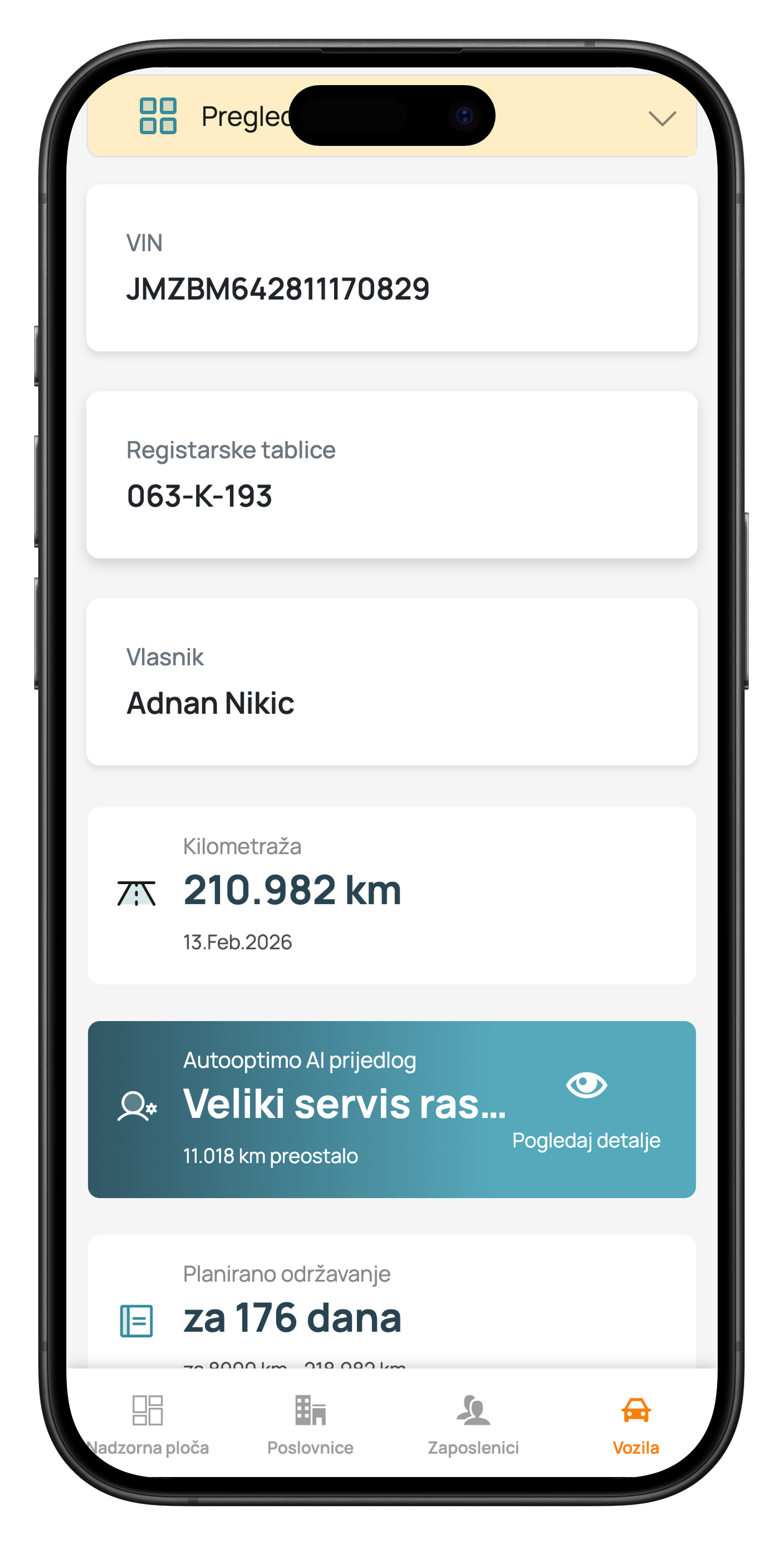 SCREENSHOT: Историја сервиса у апликацији